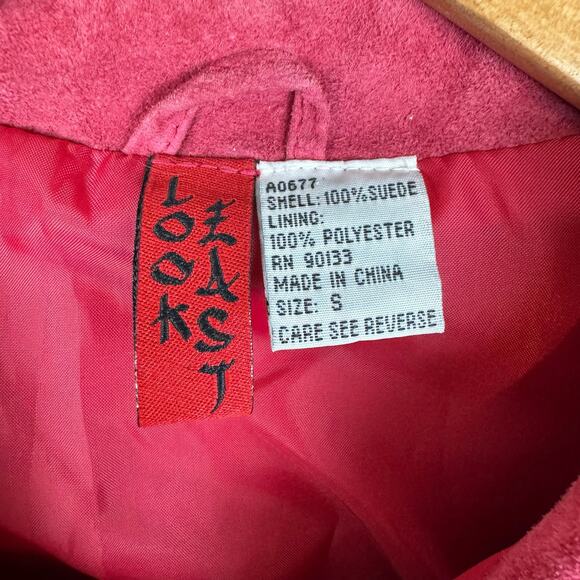 Look East Red Asian Geisha 100% Leather Collared Long Sleeve Button Down Jacket - Picture 10 of 11